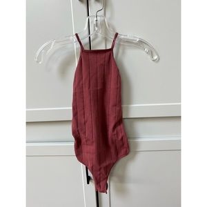 Free people open back bodysuit, “Wine” color
